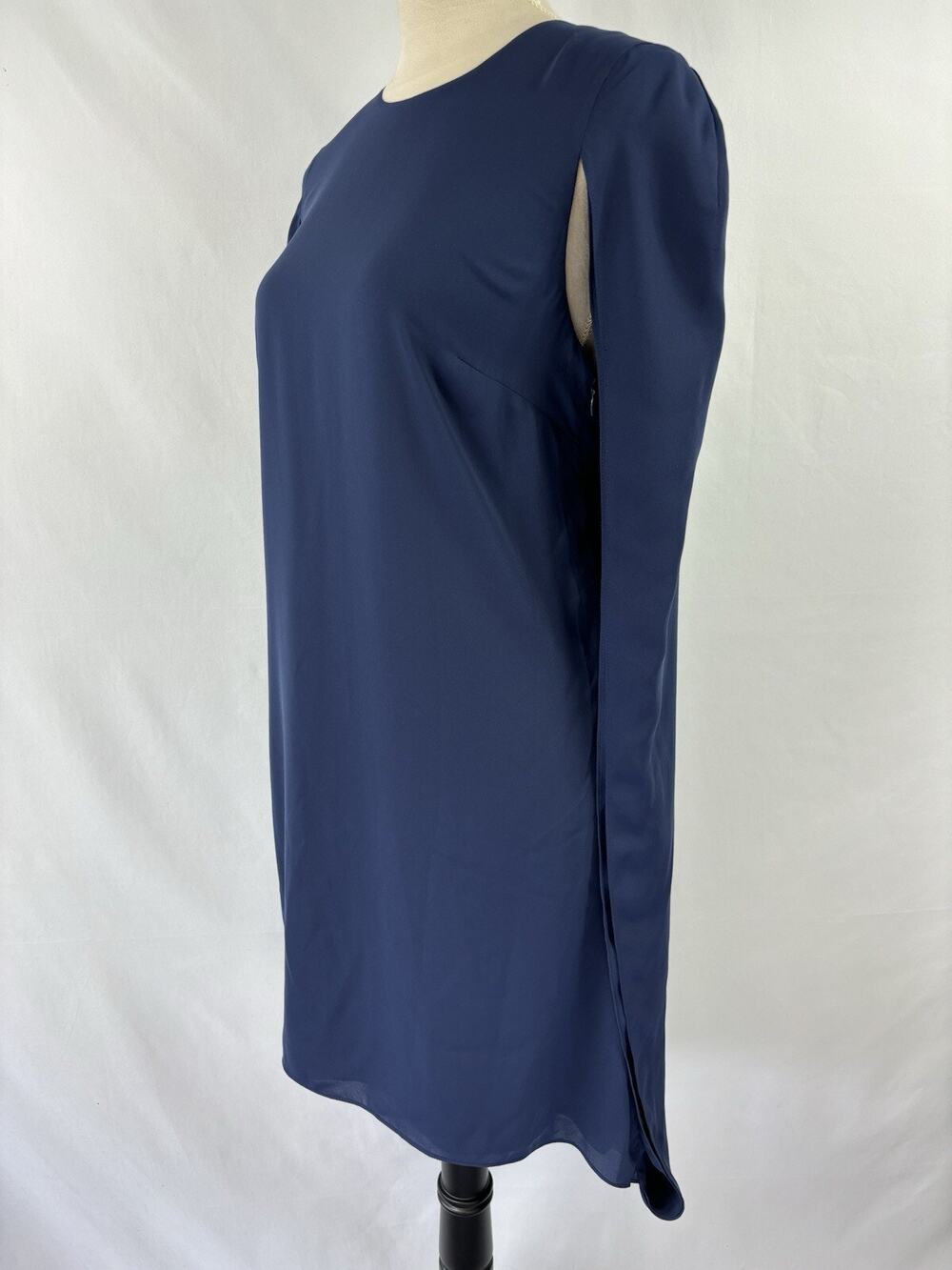 Halston Heritage Cape Dress Navy Blue 8 Knee Length Lined